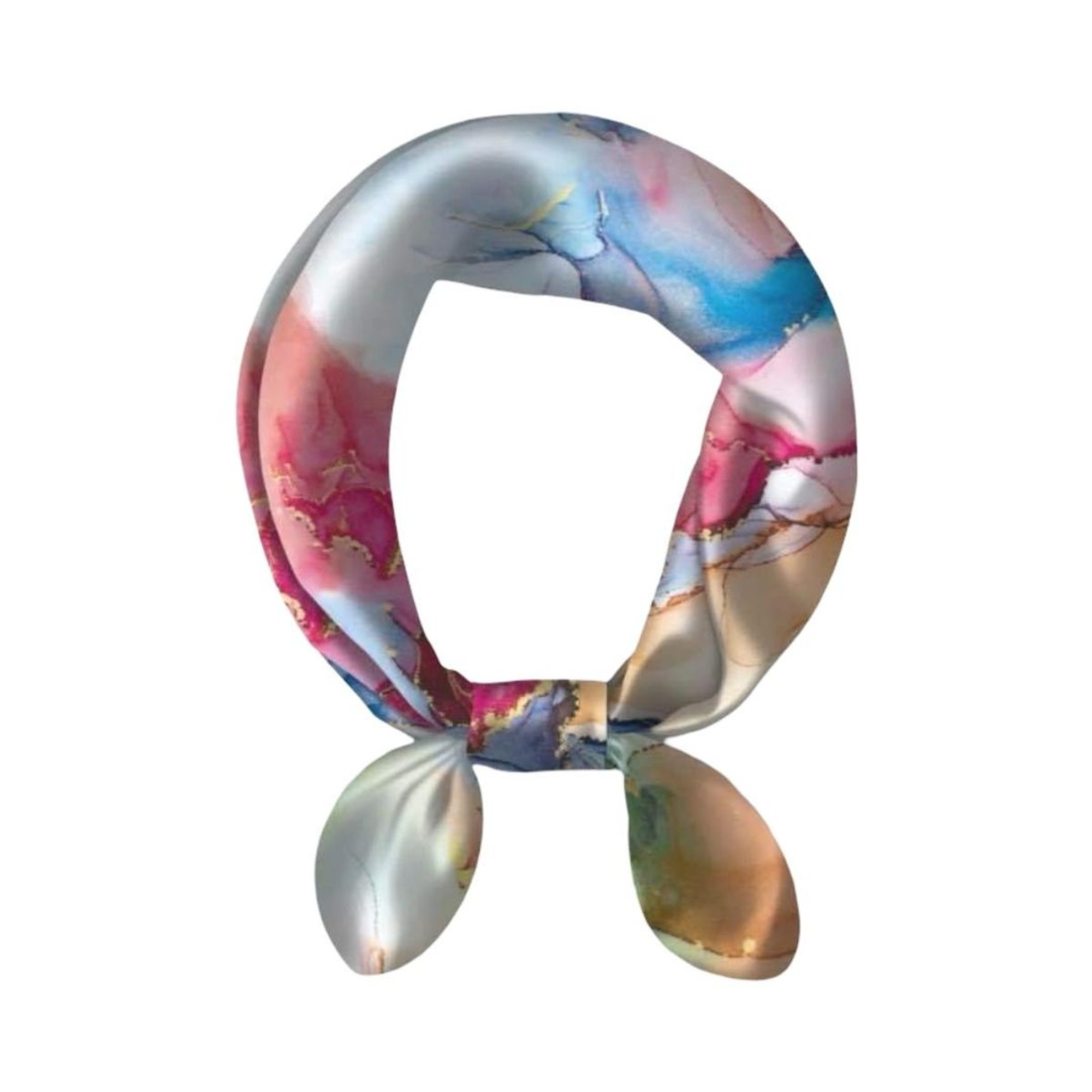 Lite skjerf silkemix marmor - multi rosa